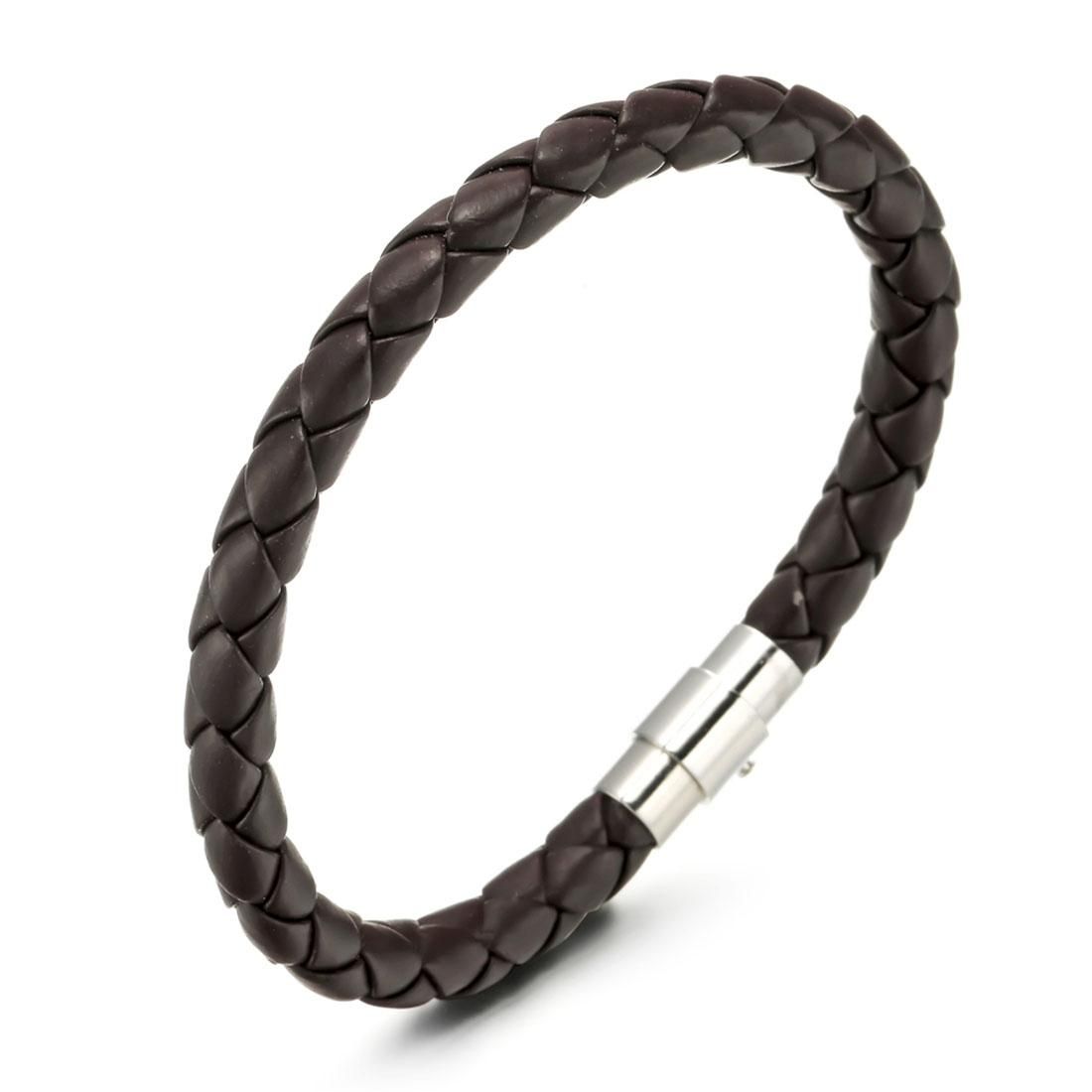 European and American Fashion Men Jewelry Personality Hand Chain Classic Braided Genuine Leather Bracelet (Brown)