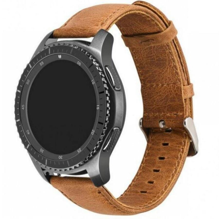 For Huami 1s/ Huami 2 / Ticwatch1 / Ticwatch Pro / Samsung Galaxy Watch 46mm / Samsung S3 / Huawei Watch 2 Pro / Huawei GT / Huawei Glory Magic First Layer Cowhide Crazy Horse Pattern Strap (Light Brown)