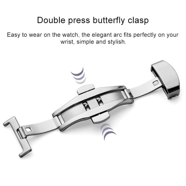 Watch Leather Wrist Strap Butterfly Buckle 316 Stainless Steel Double Snap, Size: 20mm (Style1)