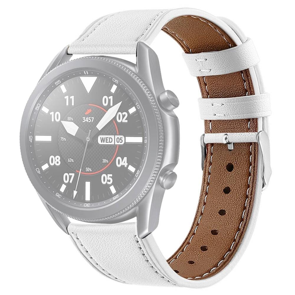 For Galaxy Watch 3 41mm Leather Replacement Strap Watchband (White)