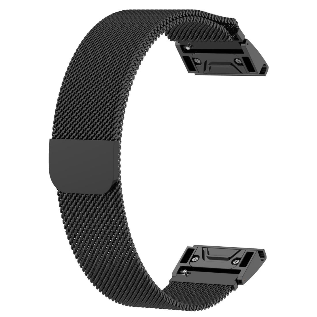 For Garmin Fenix 6X Milanese Strap Watchband (Black)