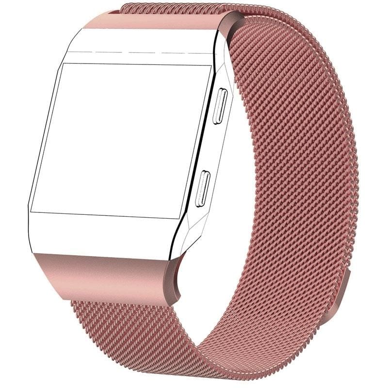 For FITBIT Ionic Milanese Watch Strap Small Size : 20.6X2.2cm (Rose Pink)