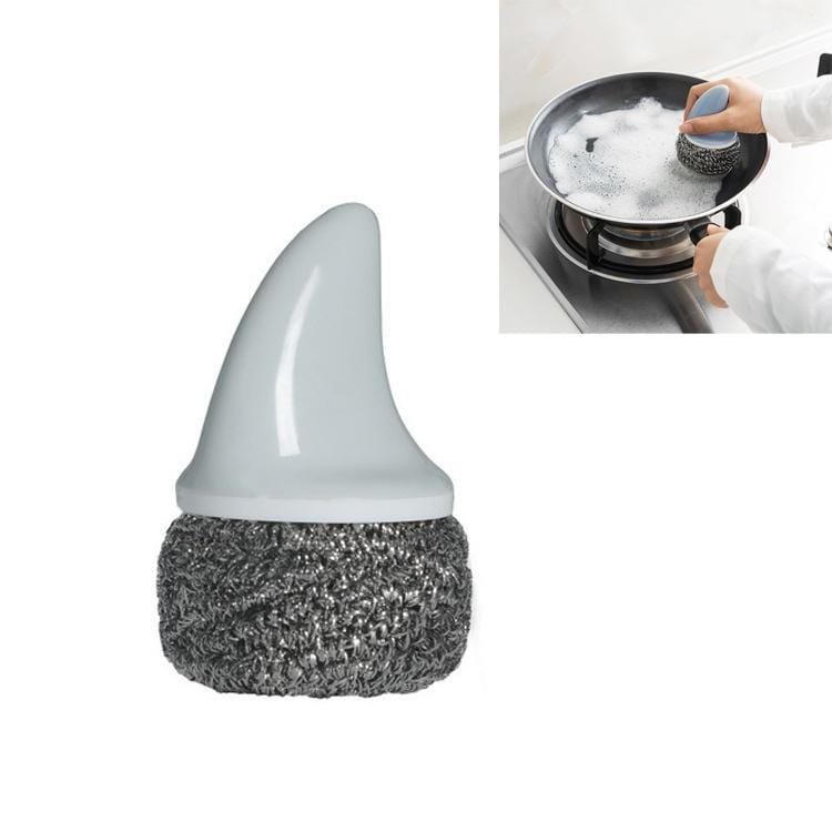 10 PCS Creative Shark Fin Shape Stainless Steel Wire Ball Cleaning Sanitary Pot Brush (Gray)