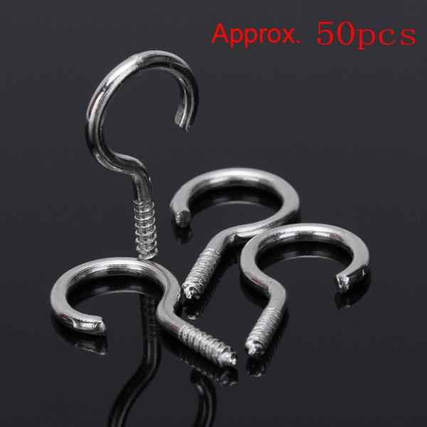 50pcs Screw Hook Eye Silver