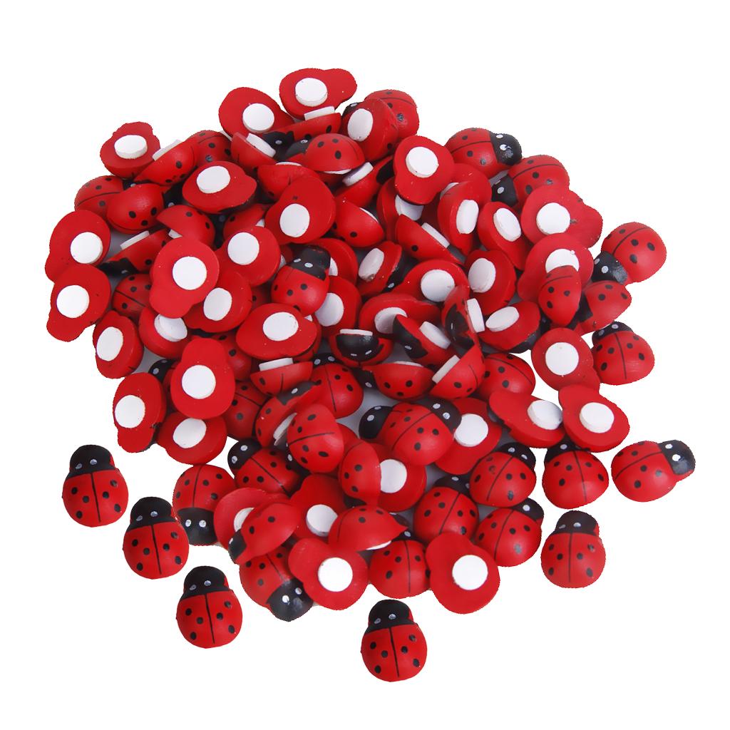 200 Pieces Small Wooden Beetle Ladybug+Bees Sponge Sticker Crafts DIY