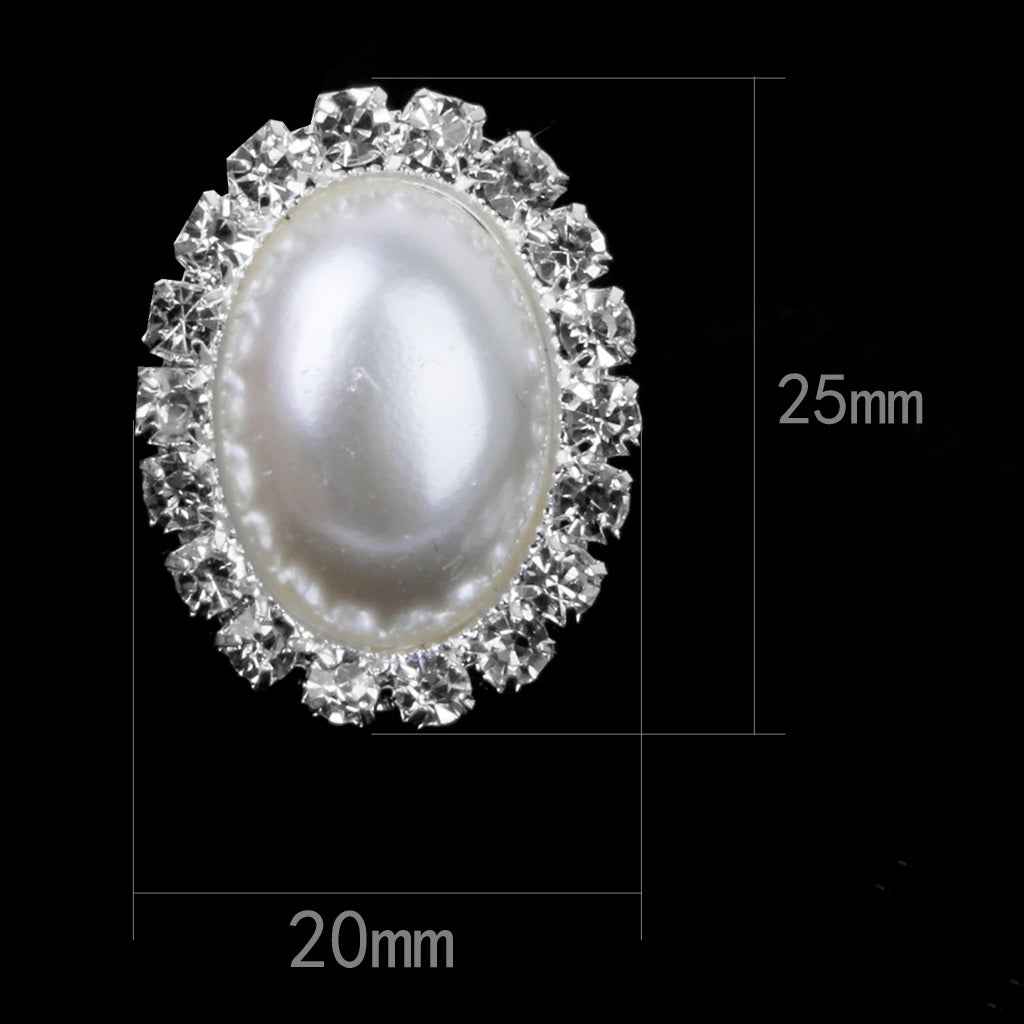 10pcs Oval Crystal Beige Faux Pearl Button Flatback Embellishment 20mm x 25mm