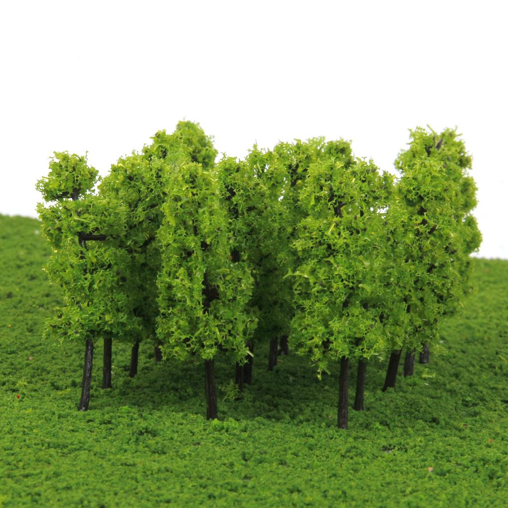 40 Pieces Plastic Model Trees HO Scale Train Railroad Scenery 1:100 Green