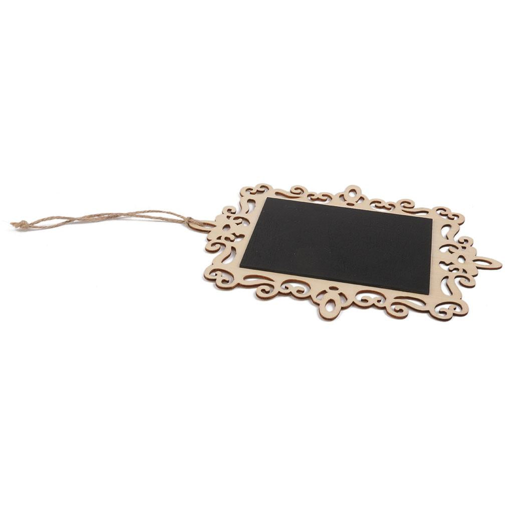 3Pcs Rectangle Wooden Hanging Blackboard Chalkboard Memo Reminder Tags