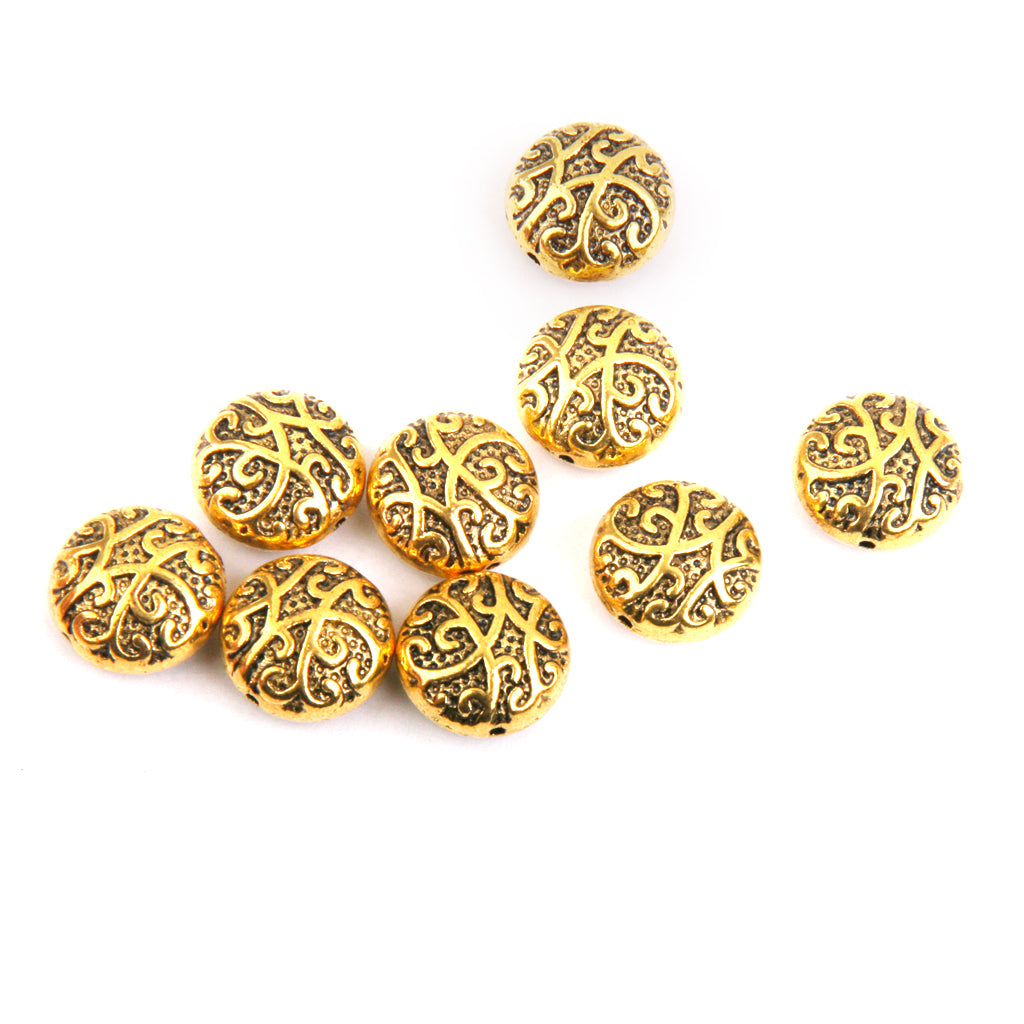 20pcs Round Fashion Hollow Spacer Beads Findings for Jewelry Making Gold