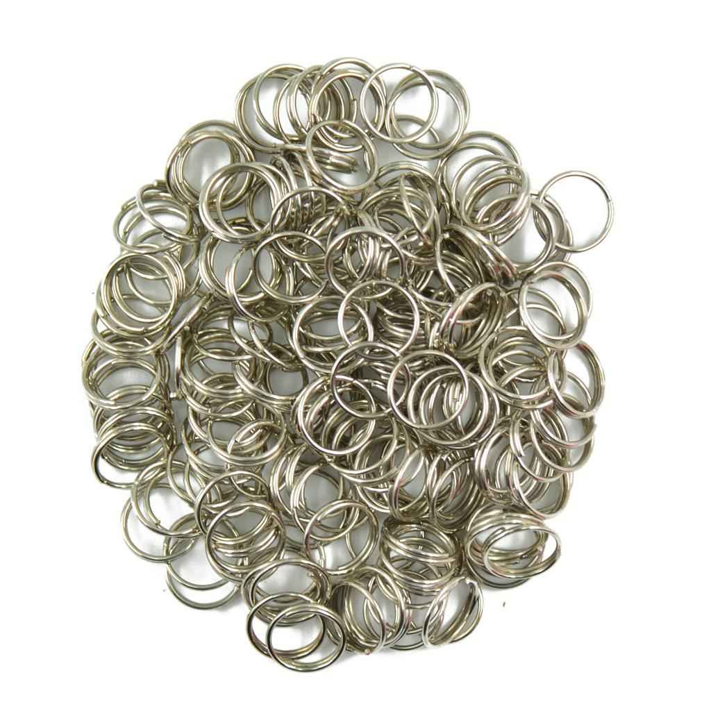 200pcs Mini Steel Silver Plated Replacement Circle Split Key Ring Keyfob 8mm