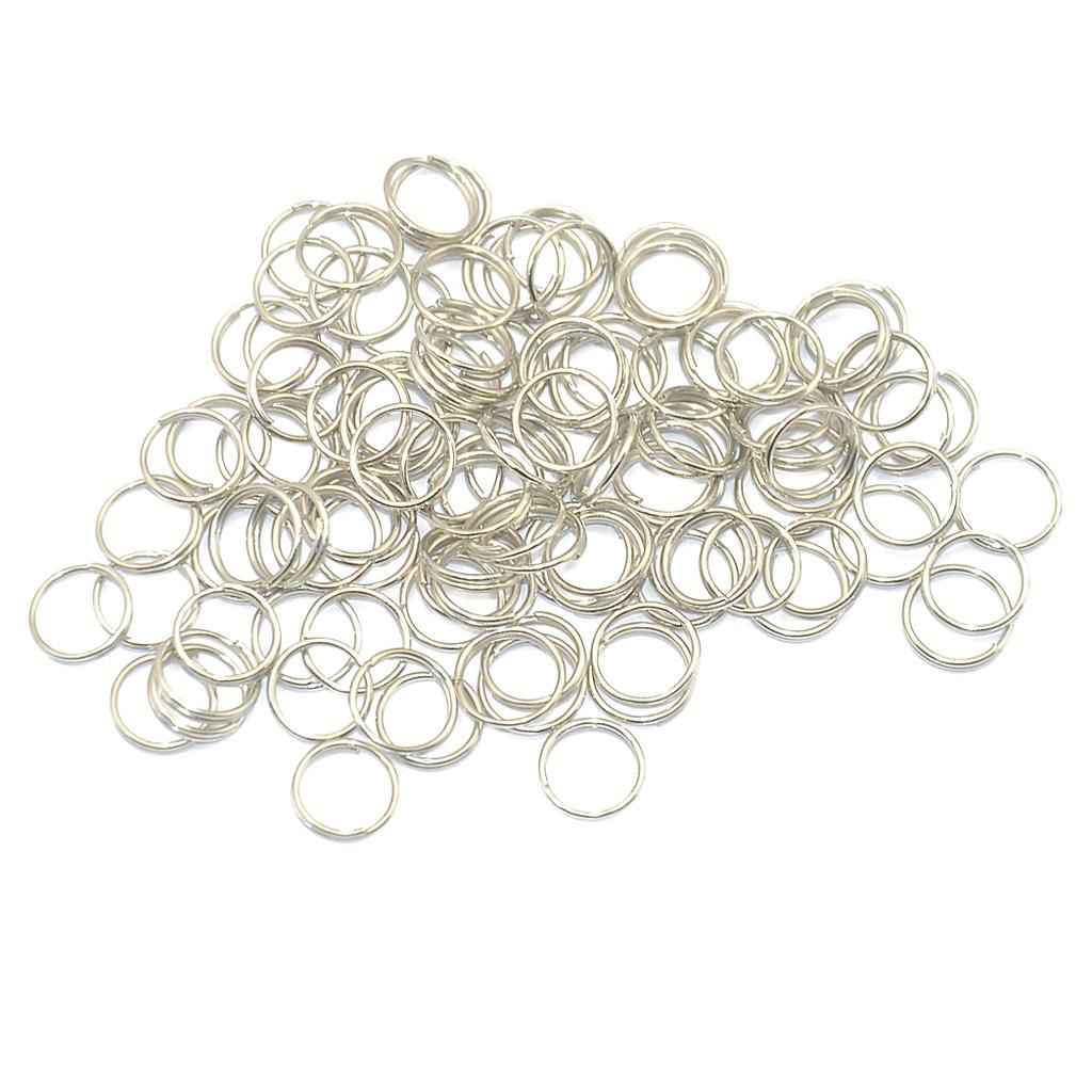 200pcs Mini Steel Silver Plated Replacement Circle Split Key Ring Keyfob 8mm