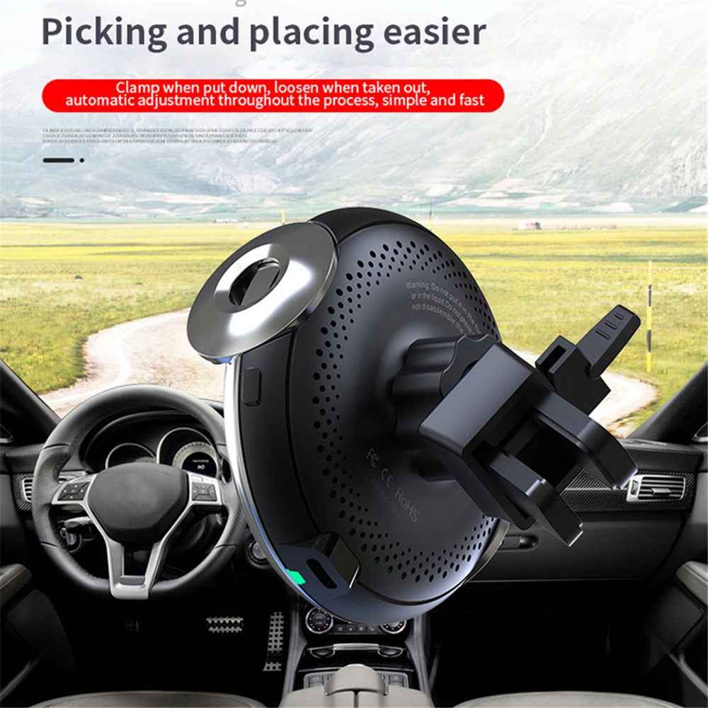 W9 Automatic Induction Car Mobile Phone Wireless Charger 15W Fast Charging Stand Mount Bracket