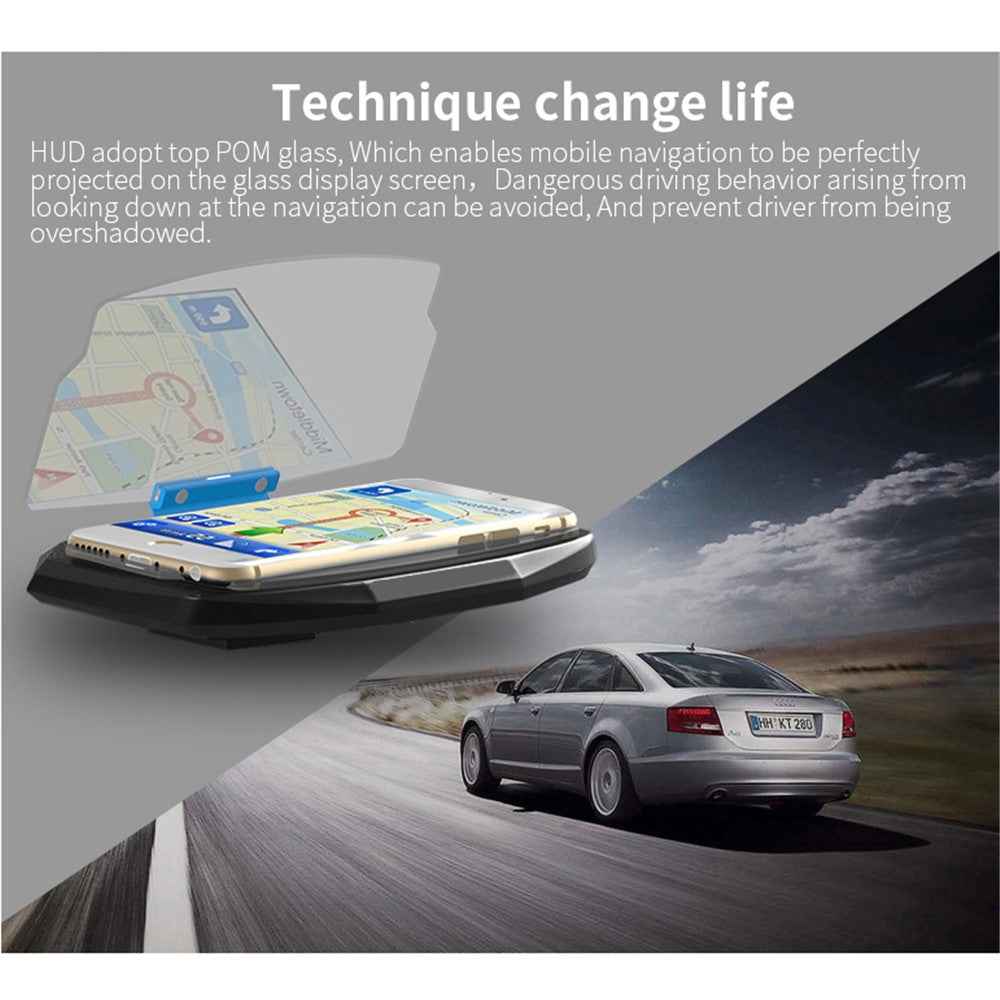 Car Head Up Display HUD Car Cell Phone GPS Navigation Image Reflector Holder - Black