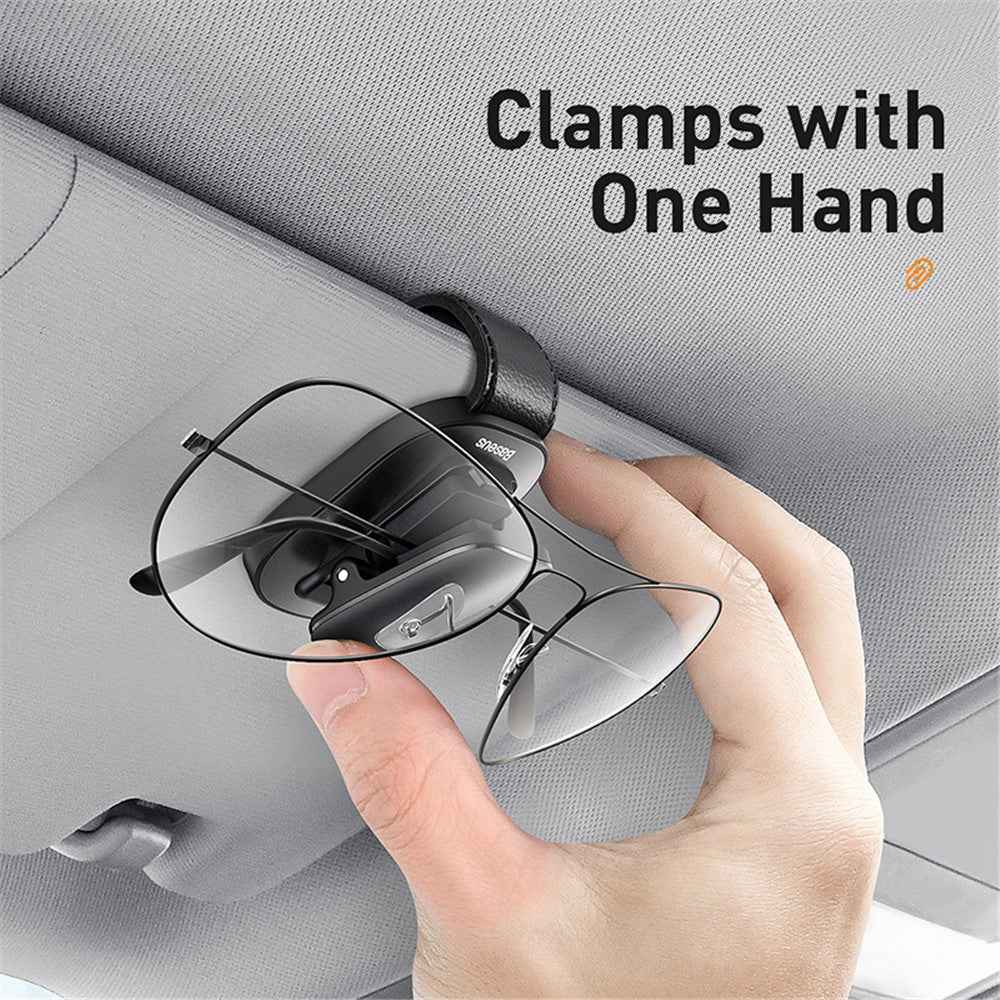 BASEUS Quality Vehicle Eyewear Clip Adhesive Eyeglasses Holder [Clip Design] - Black