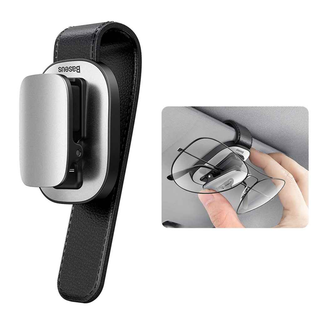 BASEUS Quality Vehicle Eyewear Clip Adhesive Eyeglasses Holder [Clip Design] - Silver