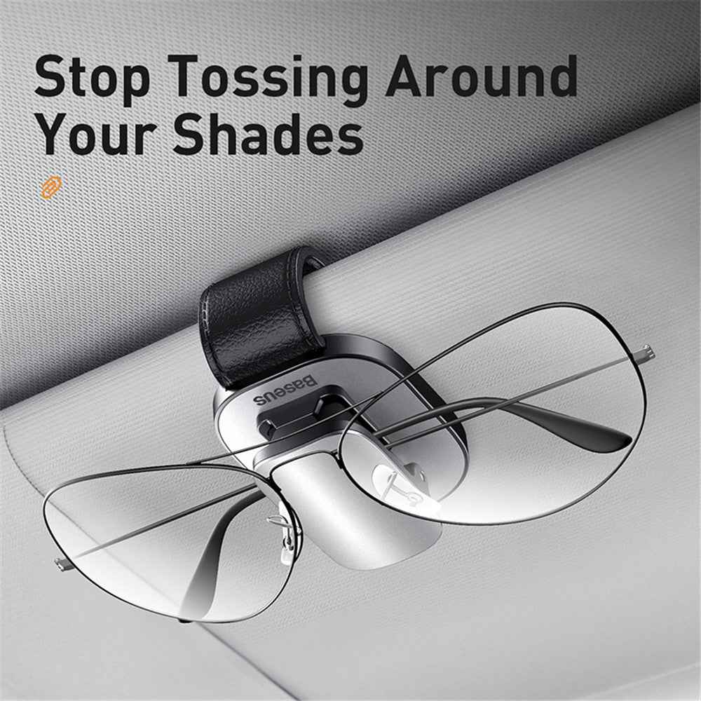 BASEUS Quality Vehicle Eyewear Clip Adhesive Eyeglasses Holder [Clip Design] - Silver