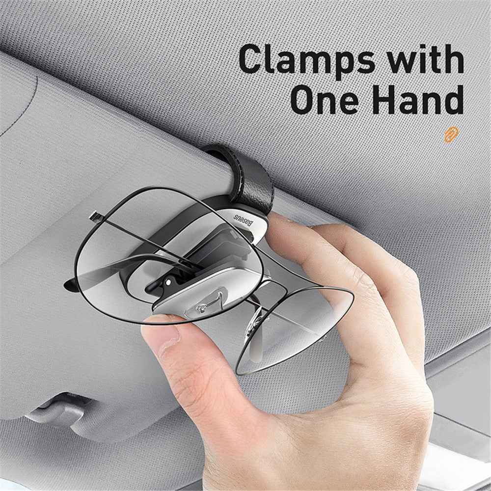 BASEUS Quality Vehicle Eyewear Clip Adhesive Eyeglasses Holder [Clip Design] - Silver