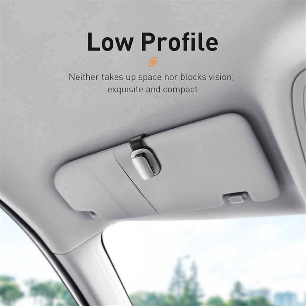 BASEUS Quality Vehicle Eyewear Clip Adhesive Eyeglasses Holder [Clip Design] - Silver