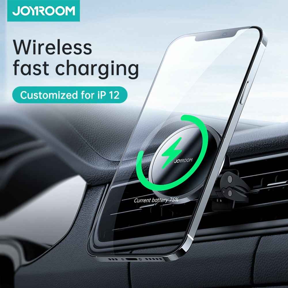 JOYROOM JR-ZS240 Car Air Vent 15W Magnetic Wireless Charger for iPhone 12/12 mini/12 Pro/12 Pro Max - Tarnish