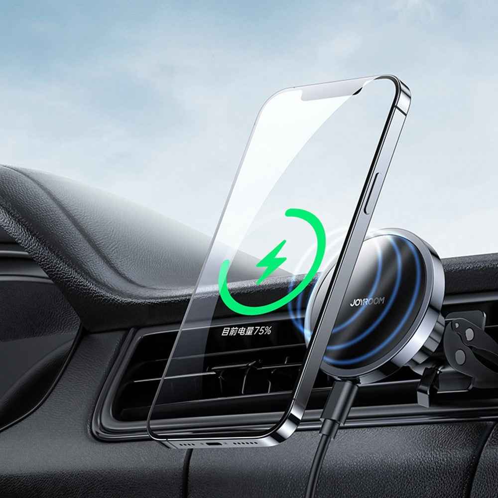 JOYROOM JR-ZS240 Car Air Vent 15W Magnetic Wireless Charger for iPhone 12/12 mini/12 Pro/12 Pro Max - Tarnish