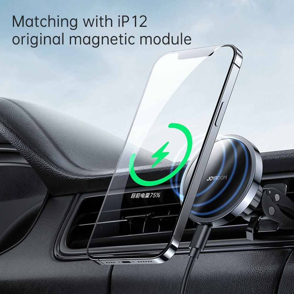 JOYROOM JR-ZS240 Car Air Vent 15W Magnetic Wireless Charger for iPhone 12/12 mini/12 Pro/12 Pro Max - Tarnish