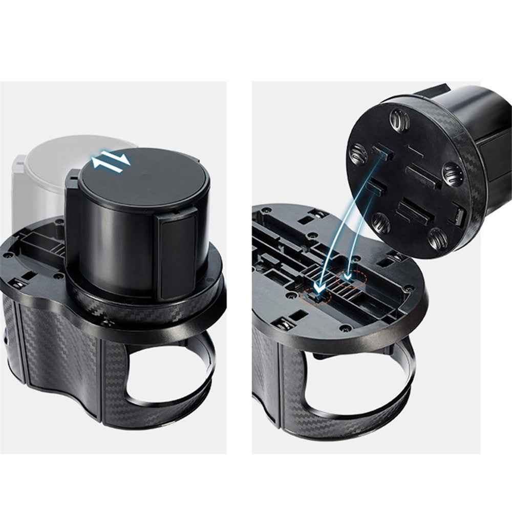 SB-1077 Car Vehicle Dual Cup Holder Water Bottle Drink Rack - Carbon Fiber Black/Gold Edge