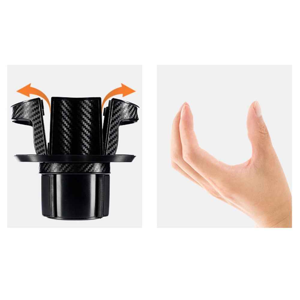 SB-1077 Car Vehicle Dual Cup Holder Water Bottle Drink Rack - Carbon Fiber Black/Gold Edge
