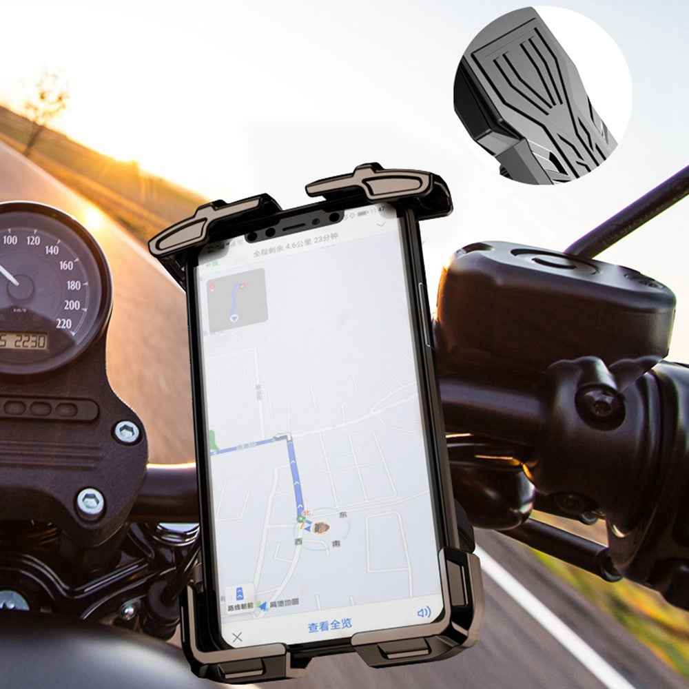 FL-201 Motorcycle Phone Mount Bike Phone Holder Electromobile Handlebar Cell Phone Clamp Scooter Phone Clip for 4.7''- 6.9'' Cell Phones - Black