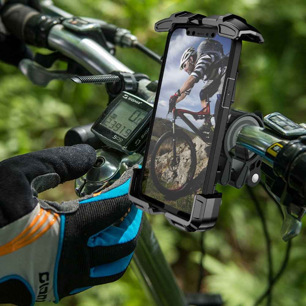 FL-201 Motorcycle Phone Mount Bike Phone Holder Electromobile Handlebar Cell Phone Clamp Scooter Phone Clip for 4.7''- 6.9'' Cell Phones - Orange