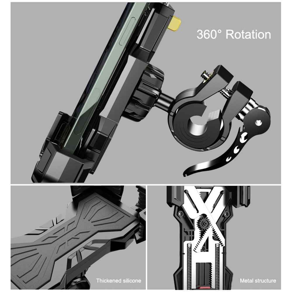 FL-201 Motorcycle Phone Mount Bike Phone Holder Electromobile Handlebar Cell Phone Clamp Scooter Phone Clip for 4.7''- 6.9'' Cell Phones - Orange