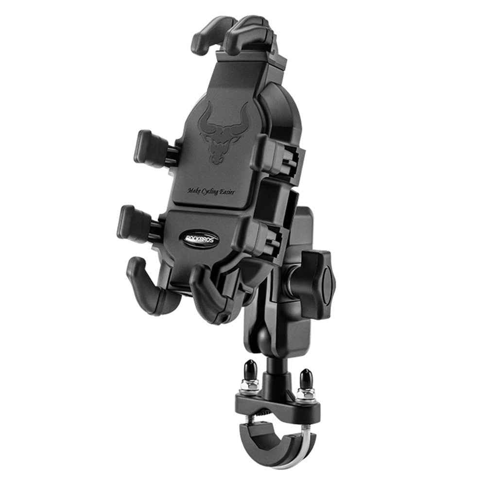 ROCKBROS Bull Head Pattern Motorcycle Electric Bike Bicycle Phone Stand Rotatable Phone Holder Mount Bracket - U-Shape Handlebar Mount