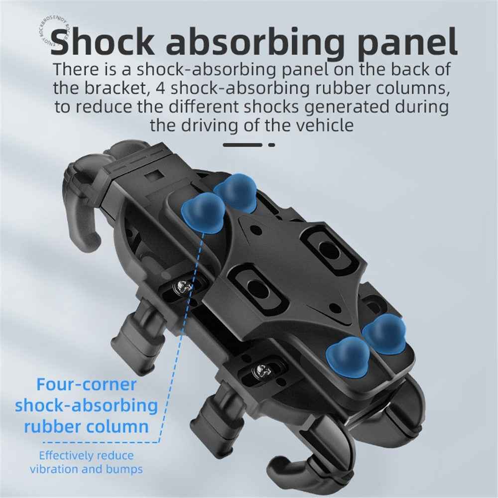 ROCKBROS Bull Head Pattern Motorcycle Electric Bike Bicycle Phone Stand Rotatable Phone Holder Mount Bracket - U-Shape Handlebar Mount