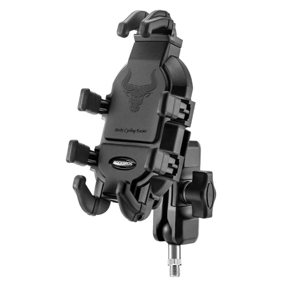 ROCKBROS Bull Head Pattern Motorcycle Electric Bike Bicycle Phone Stand Rotatable Phone Holder Mount Bracket - M10 Ball Head Style