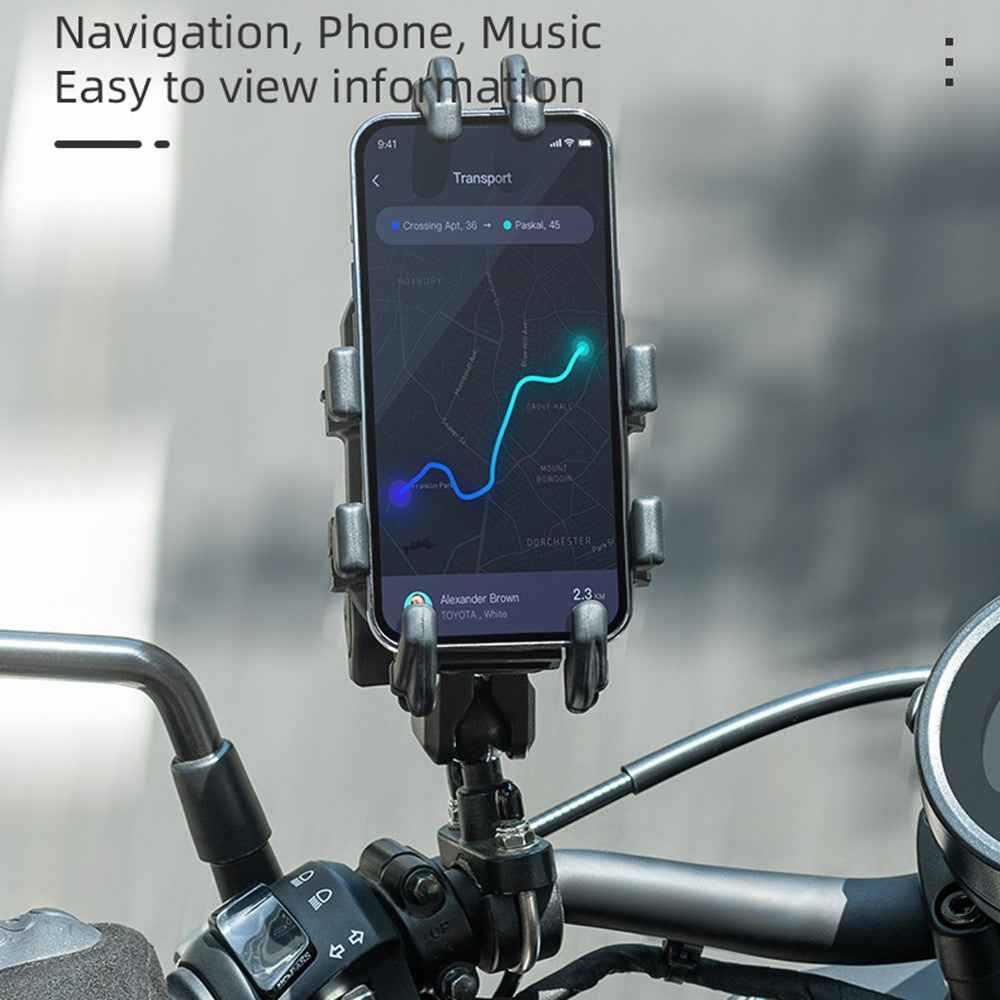 ROCKBROS Bull Head Pattern Motorcycle Electric Bike Bicycle Phone Stand Rotatable Phone Holder Mount Bracket - M10 Ball Head Style