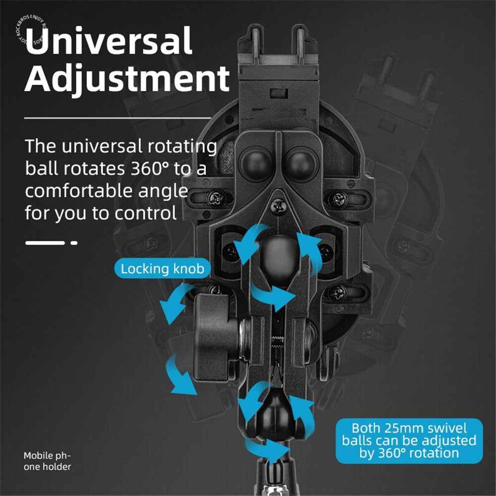 ROCKBROS Bull Head Pattern Motorcycle Electric Bike Bicycle Phone Stand Rotatable Phone Holder Mount Bracket - M10 Ball Head Style