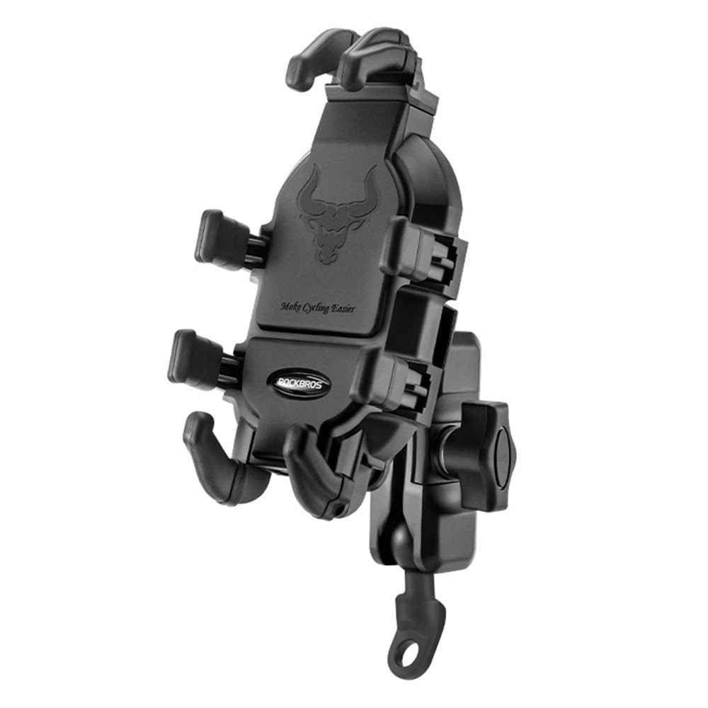 ROCKBROS Bull Head Pattern Motorcycle Electric Bike Bicycle Phone Stand Rotatable Phone Holder Mount Bracket - Y-Shape Rearview Mirror Mount