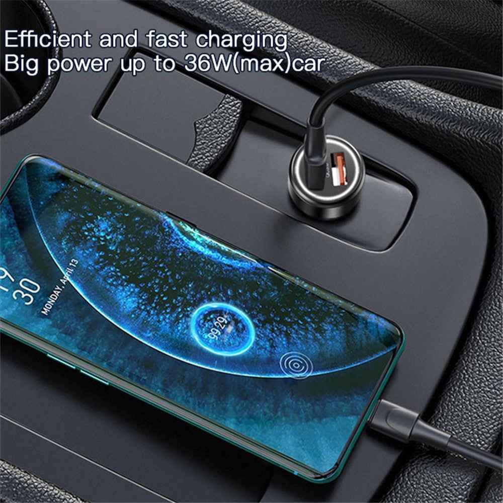 YESIDO Y43 Dual QC3.0 USB Port Car Charger Aluminum Alloy Fast Charging Power Adapter Up to 36W