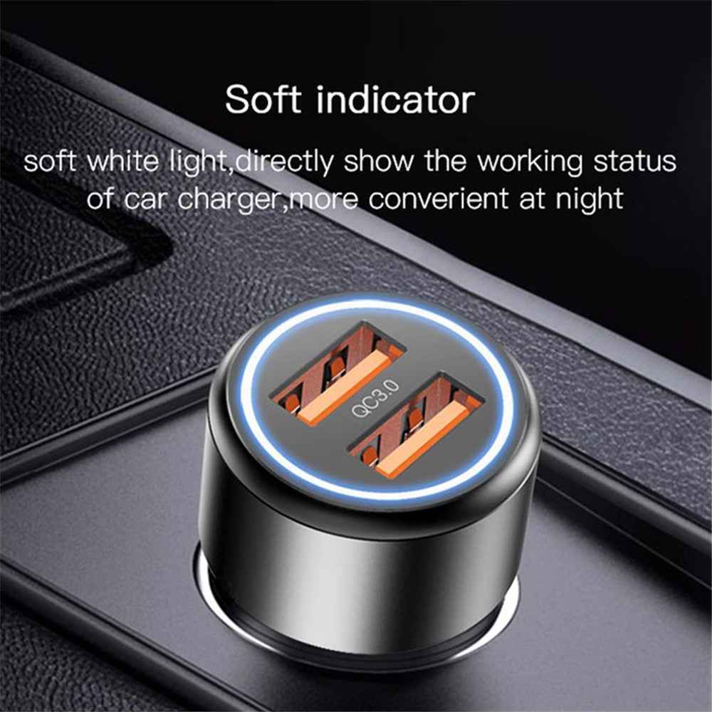 YESIDO Y43 Dual QC3.0 USB Port Car Charger Aluminum Alloy Fast Charging Power Adapter Up to 36W