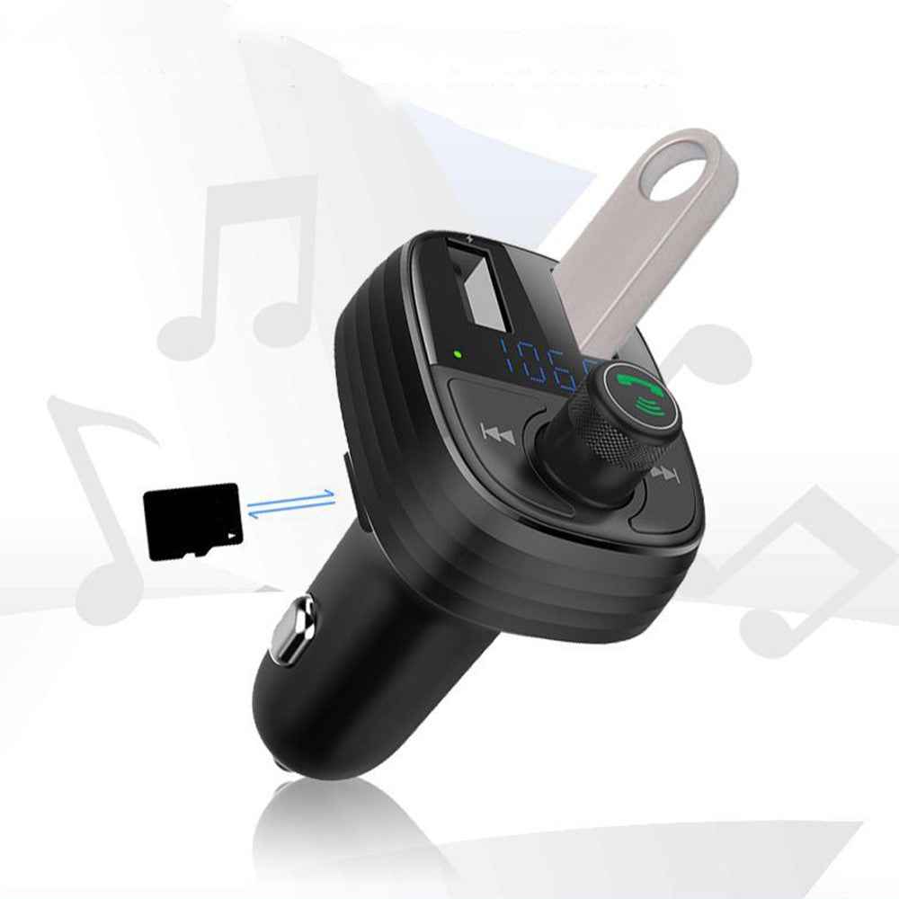 LOHEE S-10 Car Bluetooth-compatible Charger Adapter FM Transmitter Hands-Free Call Fast Charging Car Charger with Dual USB 3.4A Ports Support TF Card/U-disk/BT Music Player
