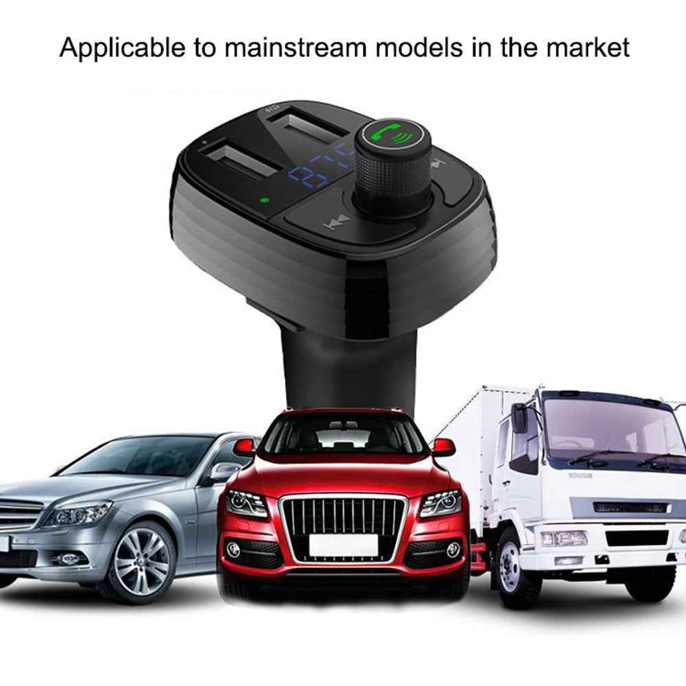 LOHEE S-10 Car Bluetooth-compatible Charger Adapter FM Transmitter Hands-Free Call Fast Charging Car Charger with Dual USB 3.4A Ports Support TF Card/U-disk/BT Music Player