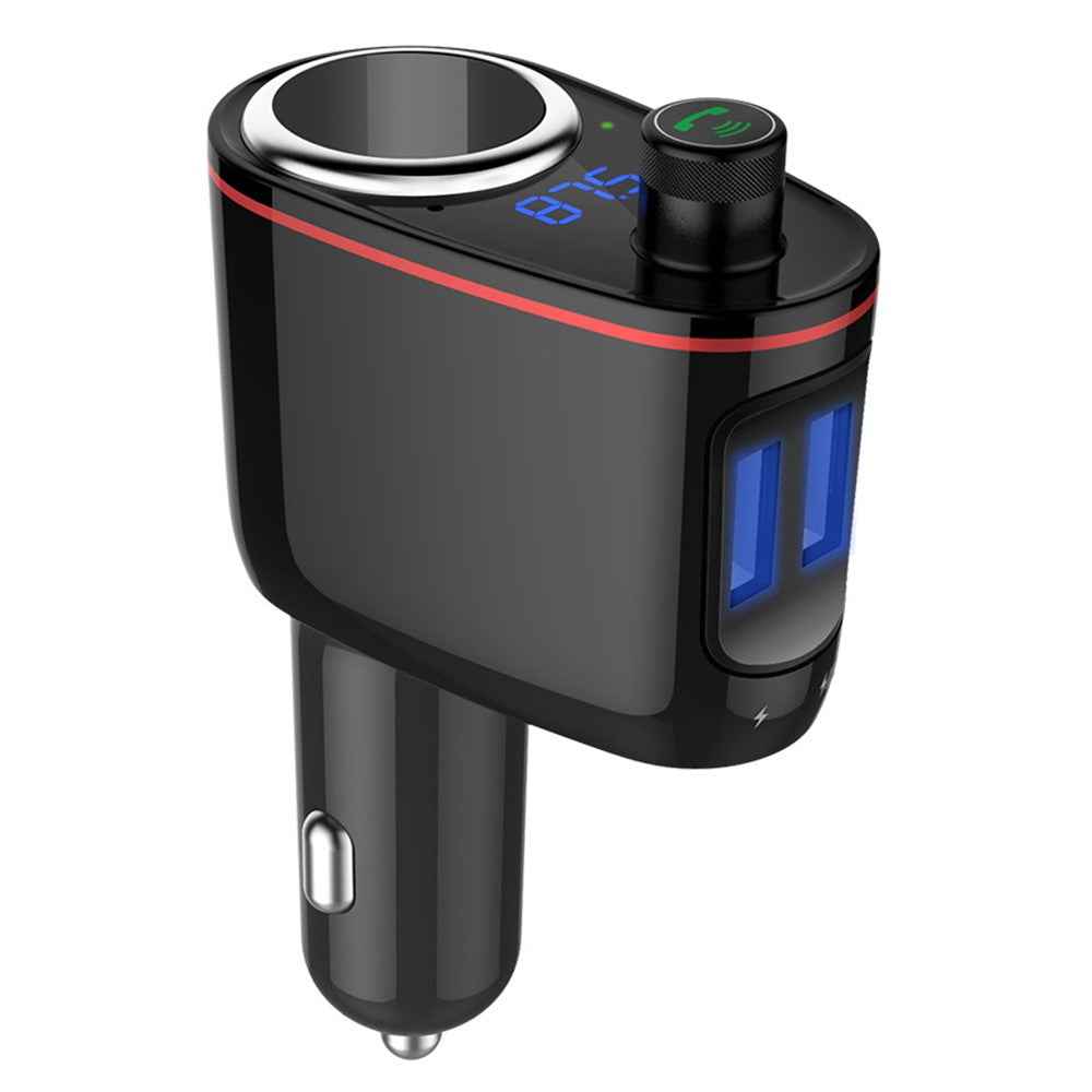 LOHEE S-06 Bluetooth-compatible Car Charger FM Transmitter Dual USB Fast Car Charger Adapter with Cigarette Lighter Port Support U-disk for iPhone Android