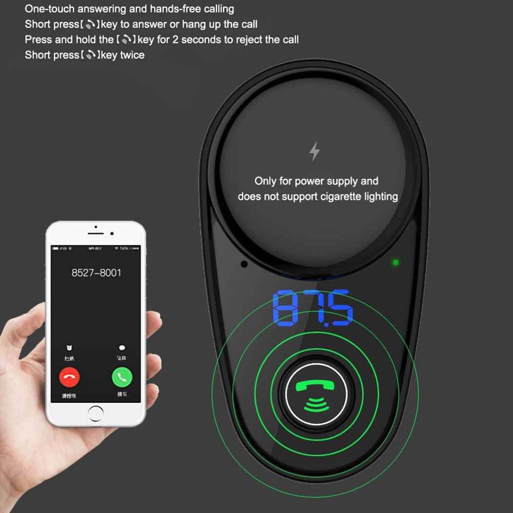 LOHEE S-06 Bluetooth-compatible Car Charger FM Transmitter Dual USB Fast Car Charger Adapter with Cigarette Lighter Port Support U-disk for iPhone Android