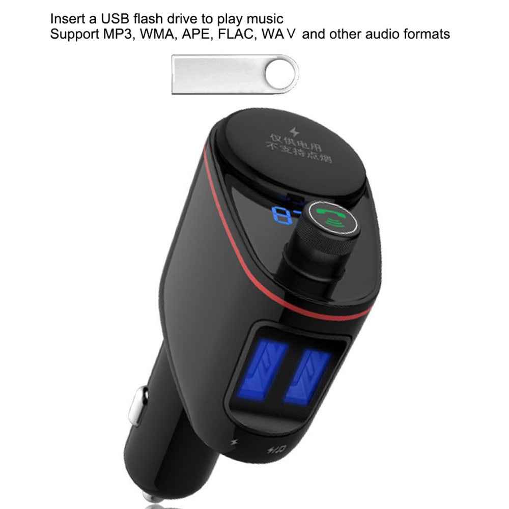 LOHEE S-06 Bluetooth-compatible Car Charger FM Transmitter Dual USB Fast Car Charger Adapter with Cigarette Lighter Port Support U-disk for iPhone Android