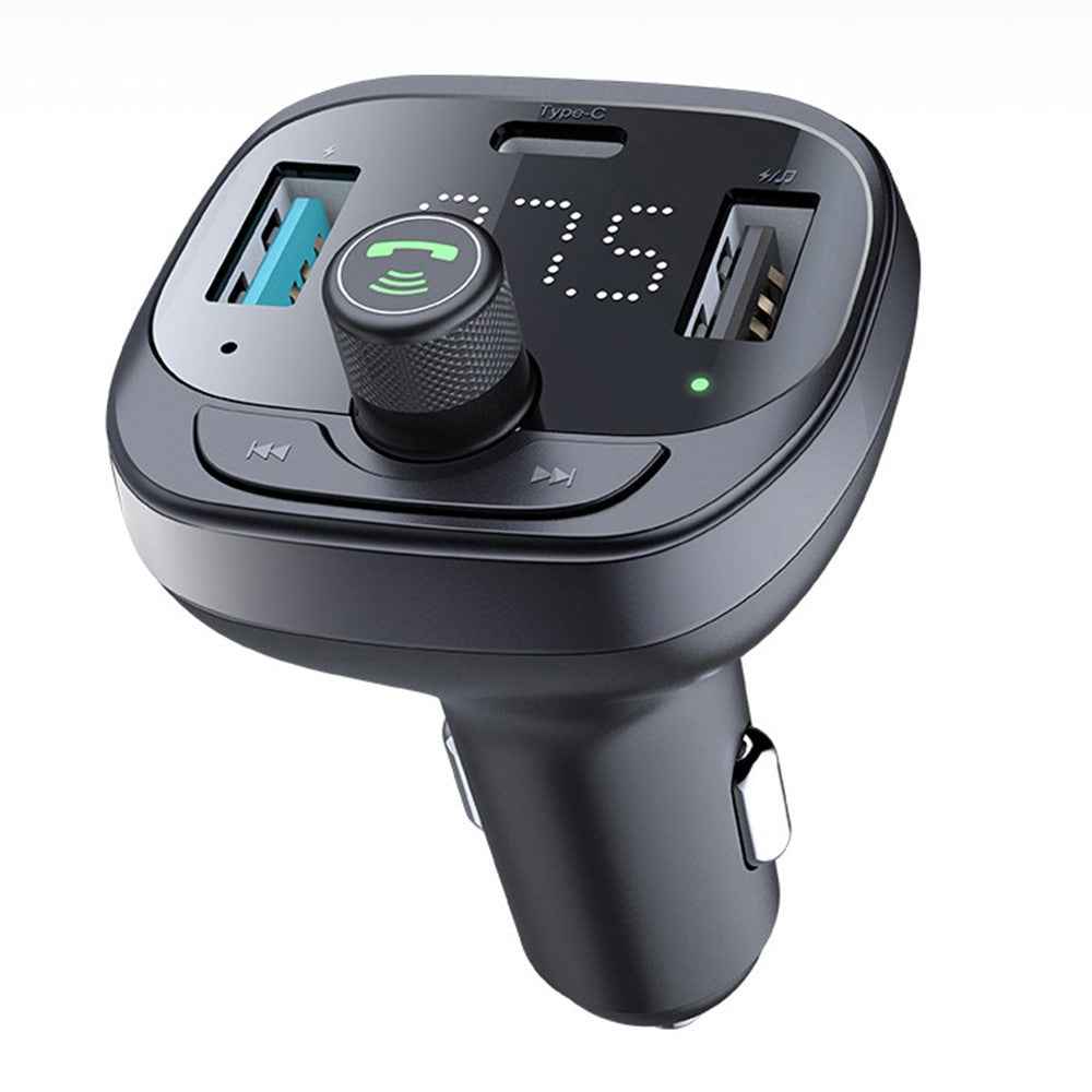 LOHEE S-21 Bluetooth-compatible Car Charger Adapter FM Transmitter QC3.0 USB Fast Charging Car Charger Support TF Card/U-disk/BT Music Player