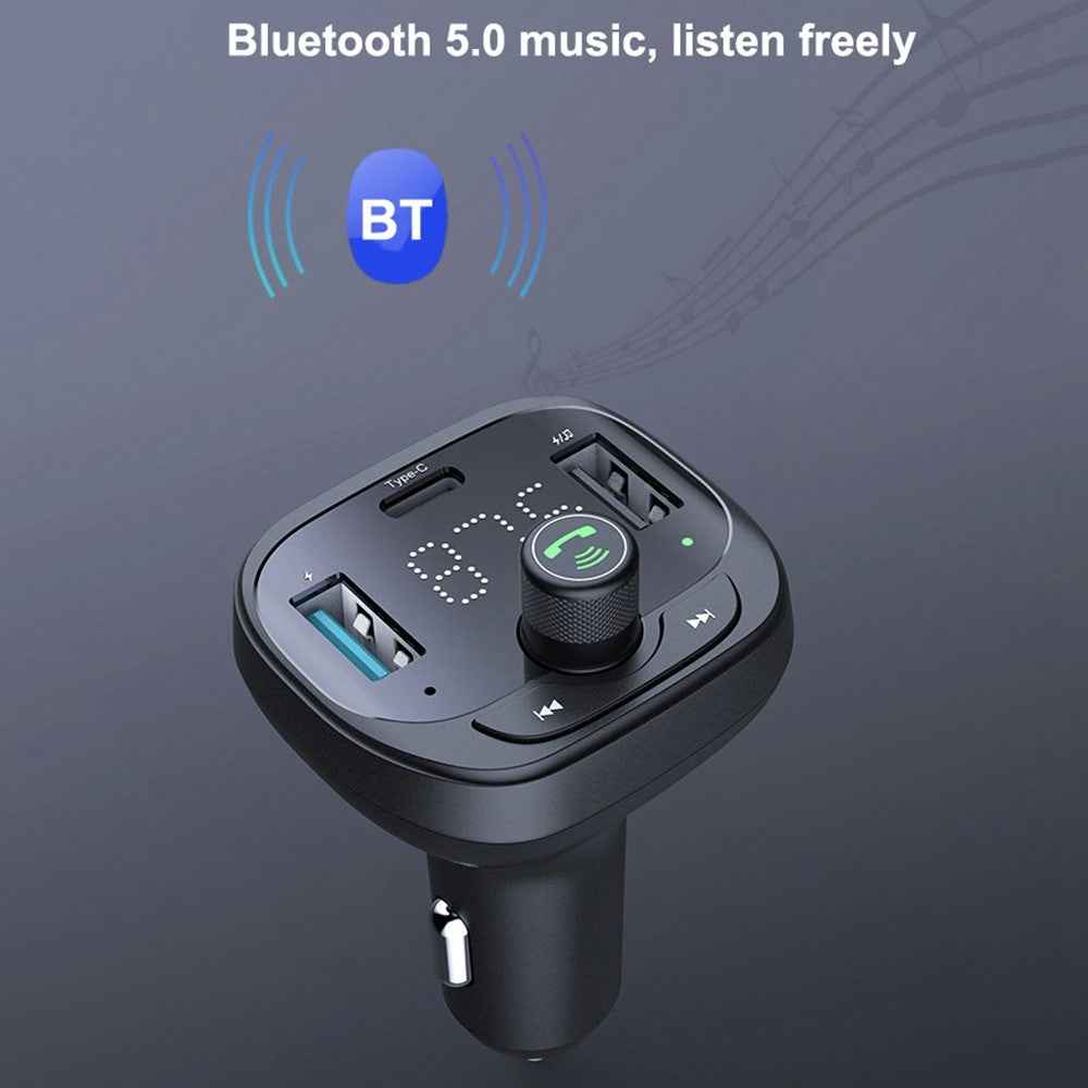 LOHEE S-21 Bluetooth-compatible Car Charger Adapter FM Transmitter QC3.0 USB Fast Charging Car Charger Support TF Card/U-disk/BT Music Player