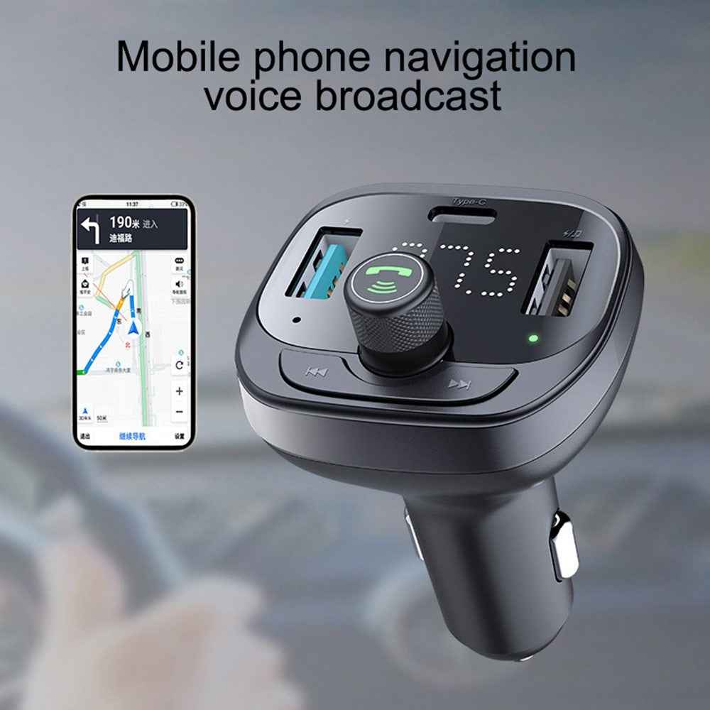 LOHEE S-21 Bluetooth-compatible Car Charger Adapter FM Transmitter QC3.0 USB Fast Charging Car Charger Support TF Card/U-disk/BT Music Player