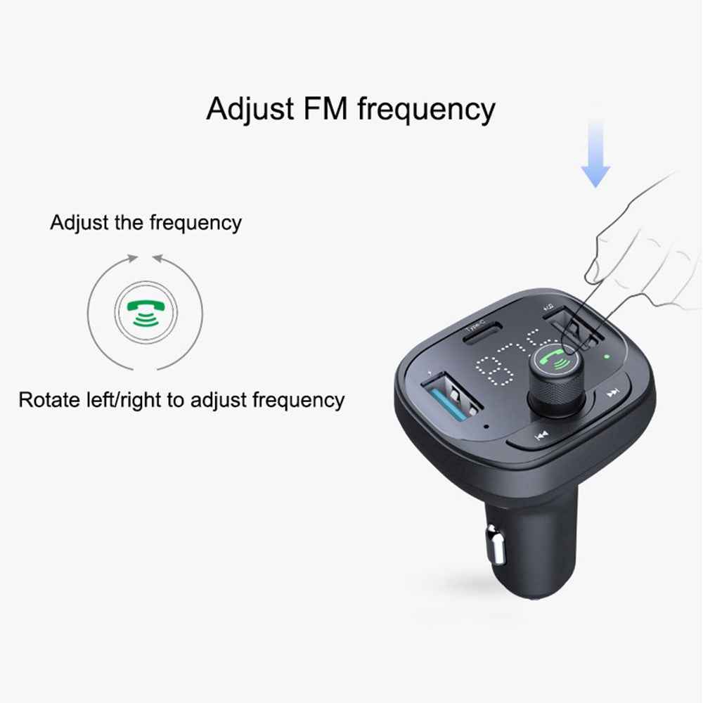 LOHEE S-21 Bluetooth-compatible Car Charger Adapter FM Transmitter QC3.0 USB Fast Charging Car Charger Support TF Card/U-disk/BT Music Player