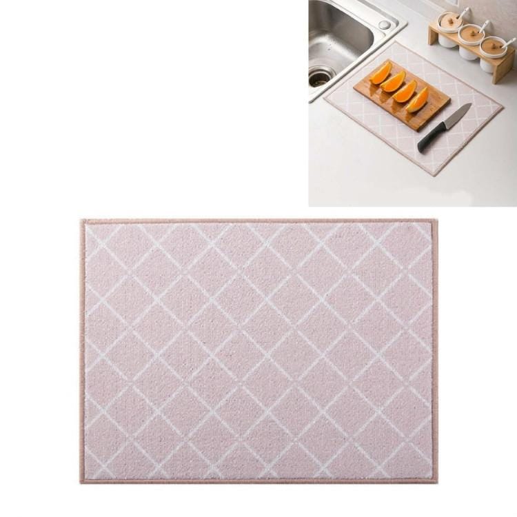 3 PCS Home Dining Mat Kitchen Countertop Tableware Draining Mat Drying Mat (Pink Diamond)