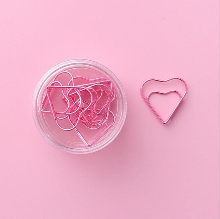 Creative Cartoon Hollow Paper Clip Set Pink Cute Bookmark Pin Clip Stationery Office Supplies (Love)