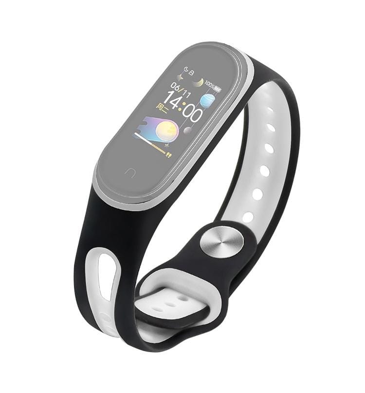 For Xiaomi Mi Band 4 Two-color U Shape Silicone Replacement Strap Watchband (Black White)